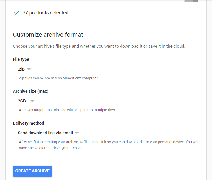 Create an Archive of your Google Data