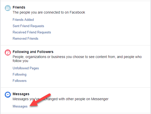 Facebook Messages Index Window