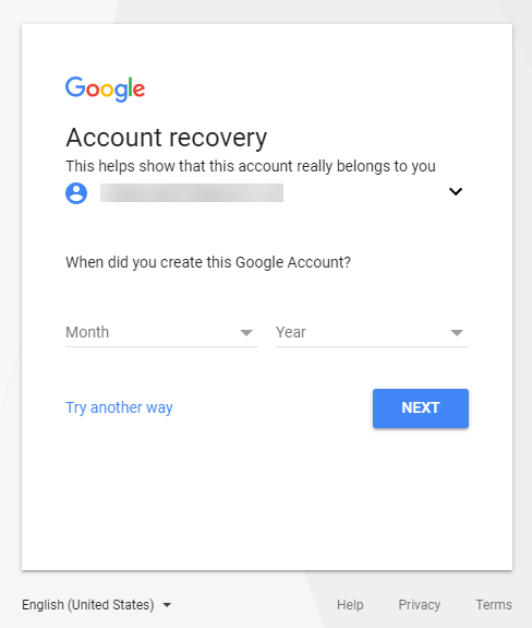 When Did you Create this Google Account Screen