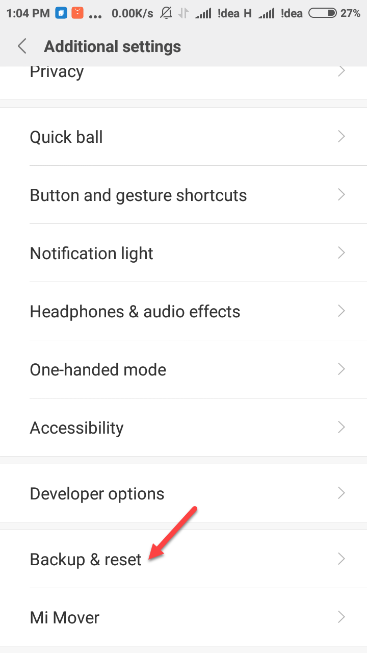 Backup & Reset Android