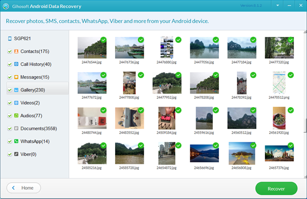 Gihosoft Android Data Recovery Preview and Recover Lost Files