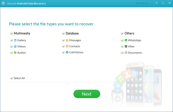 Gihosoft Android Data Recovery Select Files to Recover