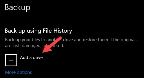 Add a Drive to Backup Windows