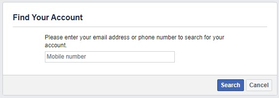 Facebook Find your Account