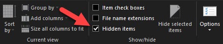 Hidden Items in Windows Toolbar