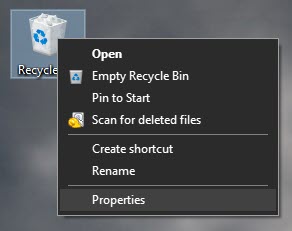 Recycle Bin Properties