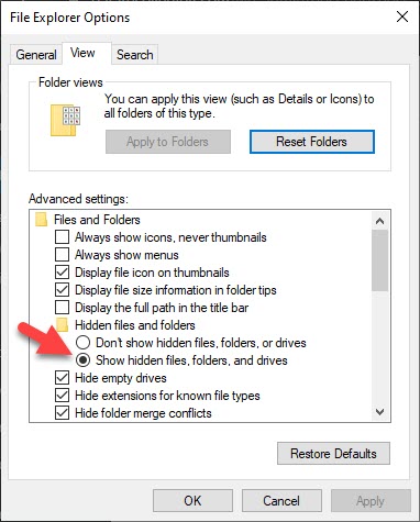 Show Hidden Files, Folders, and Drives in Windows