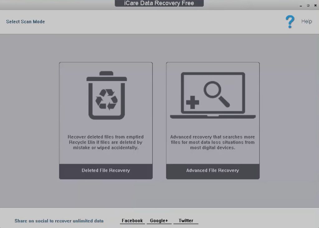 iCare Data Recovery Interface