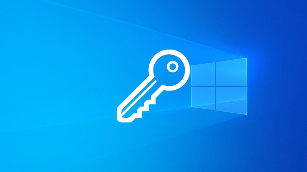 Windows 10 Wallpaper with a Key Icon on Top