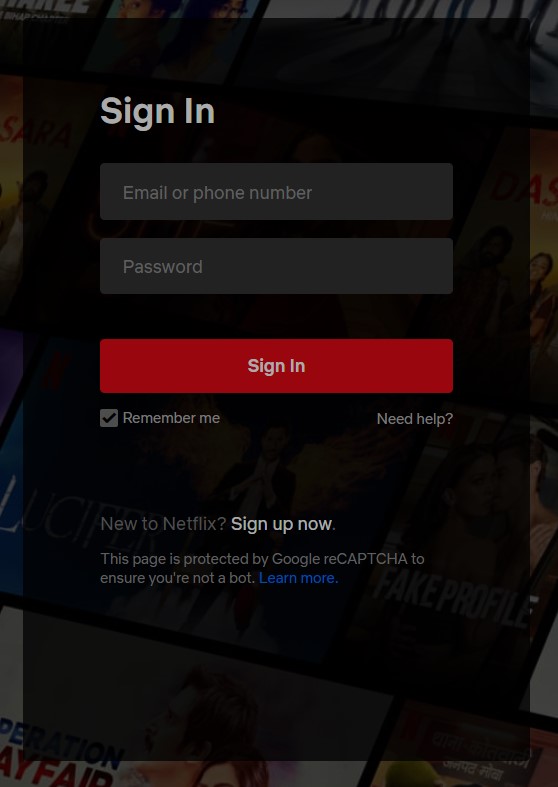 Netflix Login Page