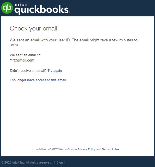 Check your Email Confirmation in Quickbooks Recovery