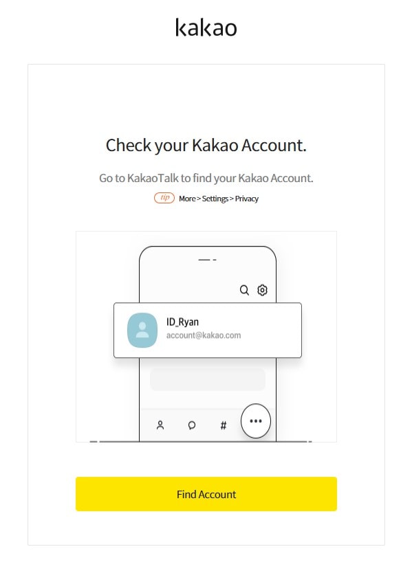 Kakao Find Account Page