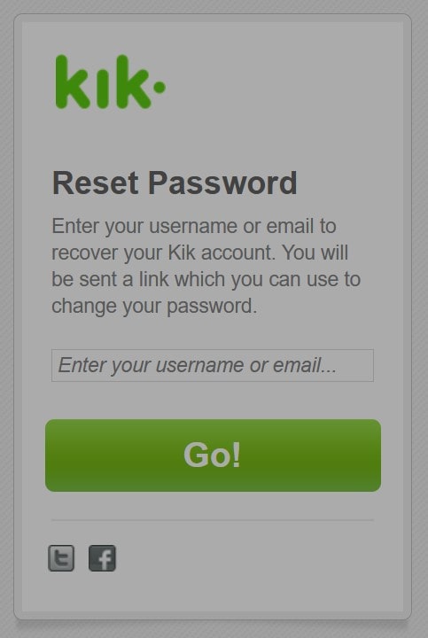 Kik Reset Password Form
