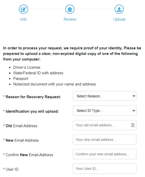 Quickbooks Account Recover Request Form