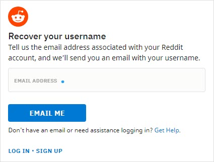 Recover your Username Reddit