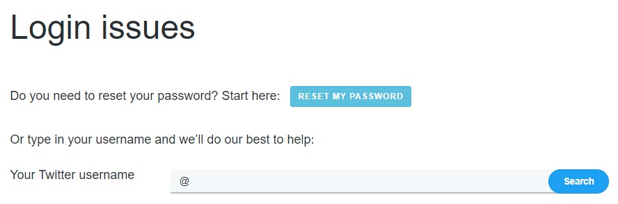 Twitter Login Issues Page
