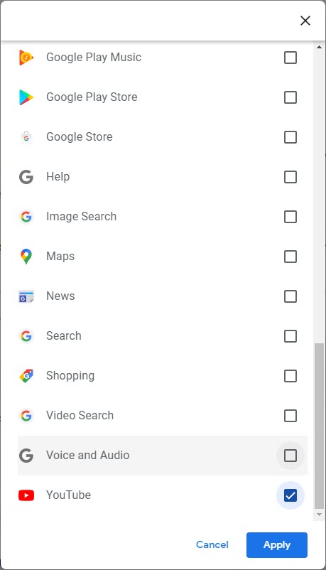YouTube My Google Activity Section