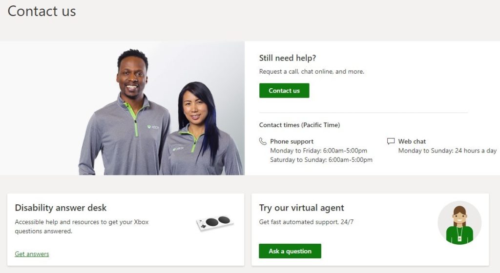 Xbox Contact Us