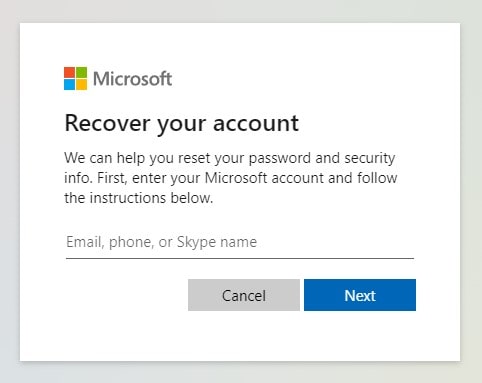 Xbox Password Recovery Page