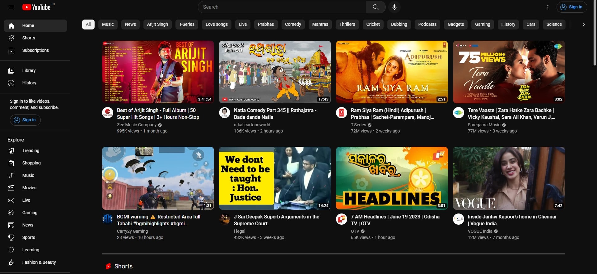 YouTube Dashboard