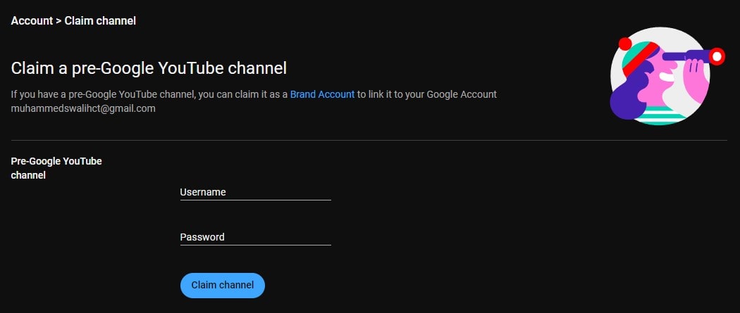 Pre-Google YouTube Channel Claim Form