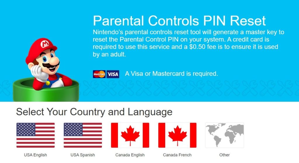 Nintendo Switch Parental Control Page