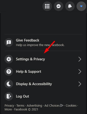 Facebook Dropdown Menu