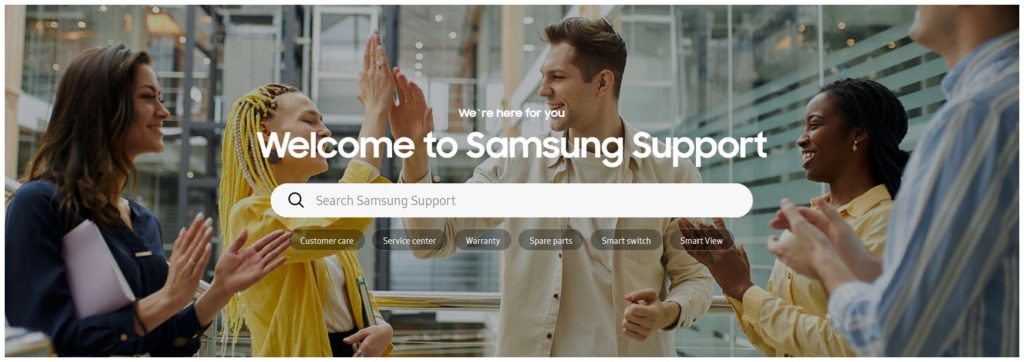 Samsung Support Page