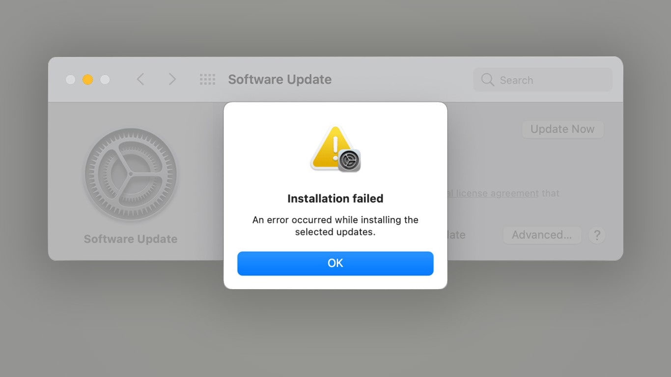Mac Software Update Installation Failed