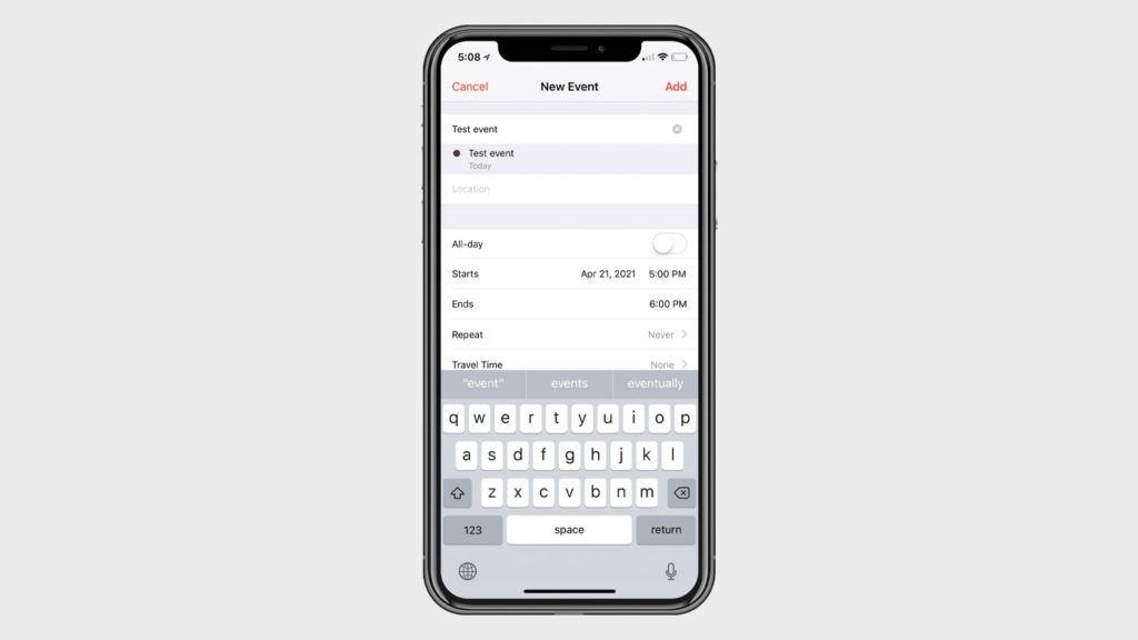 iPhone Calendar Events