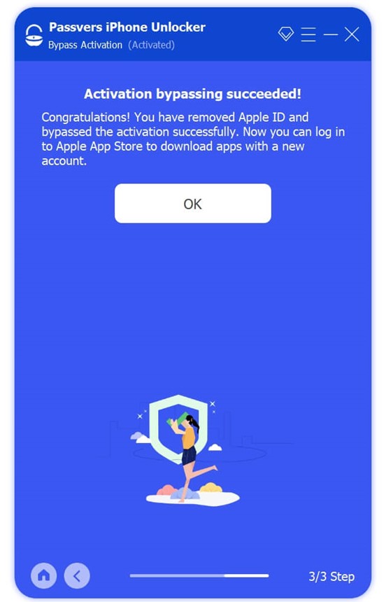 Passvers iPhone Unlocker - Activation Bypassing Succeeded